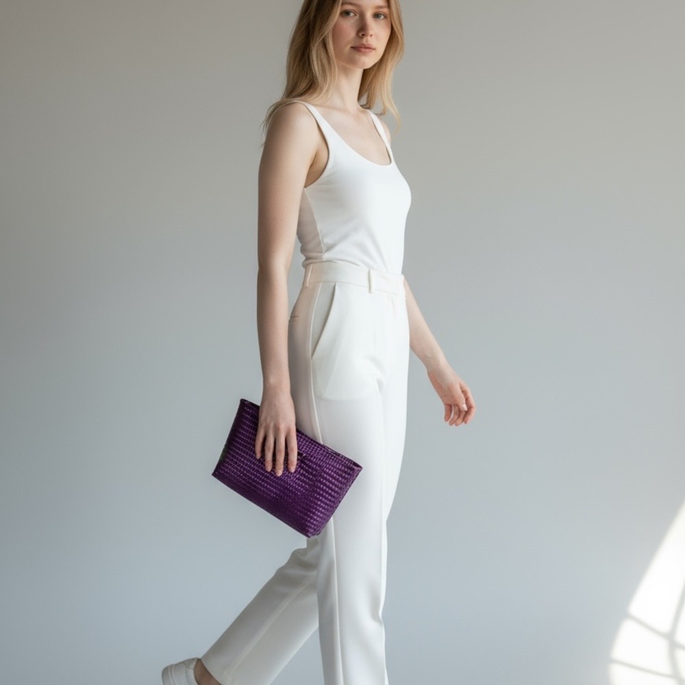 Purple Woven Clutch